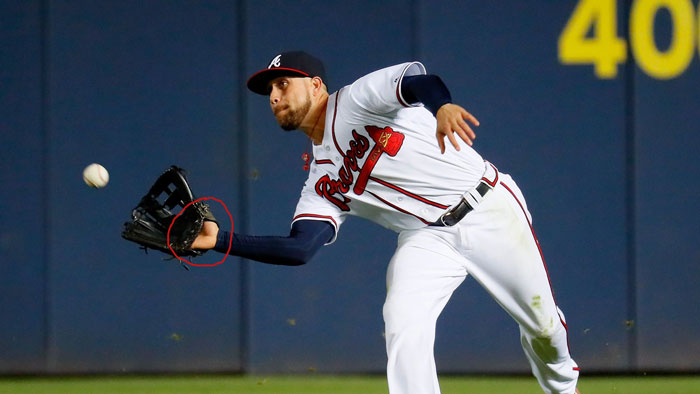 Braves' center fielder Ender Inciarte shows palm