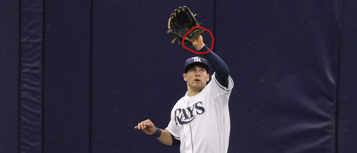 Rays' center fielder Kevin Kiermaier shows palm