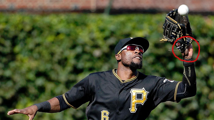 Pirates' left fielder Starling Marte showing palm